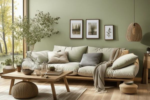Deco salon vert olive  Pinterest sofi design
